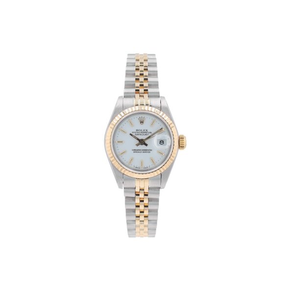 Rolex Ladies Datejust 26mm Two-Tone White Index Dial Fluted Jubilee Watch 69173 main image 5